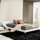 Plaza Modern White Platform Bed in White Italian Leather