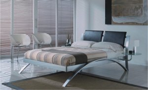 King Size Modern Metallic Frame Platform Bed 390 Nina With Set otf two Nightstands by ESF Furniture
