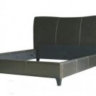 Stoic Leather Wrapped Queen Size Bed in Dark Chocolate Color