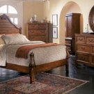 Queen Bed in Dark Wood Color Finish Featuring Traditional Design