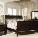 Cappuccino Leather Headboard Queen Bed
