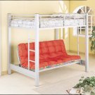 Silver Finish Metal Full Size Bunk Bed with Futon