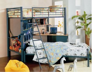 Blue Twin Loft Bed with & Full Trundle Bed 460103/F