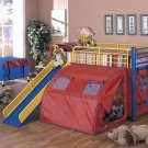 Multicolor Bunk Bed with Slide and Tent