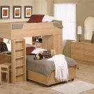 Moderno Natural Wood Finish Twin Bed Upper Loft Unit