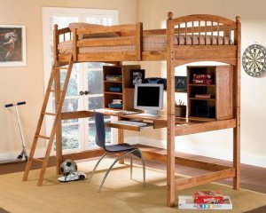 Monaco Workstation Bunk Bed In Warm Brown