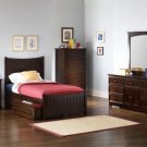 Atlantic Furniture Monterey Twin Size Bed with Raised Panel Footboard and Two Drawers