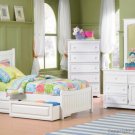 Manhattan Twin Size Bed With Drawers in White or Antique Walnut Finish By Atlantic Furniture