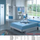 YA100 Blue/White Full Platform Bed With Drawers