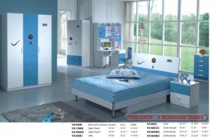 YA100 BlueWhite Twin Platform Bed With Drawers