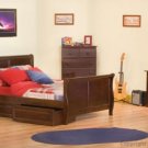 Full Sleigh Bed With 2 Drawers In White White Or Antique Walnut Finish