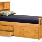 Bookcase Bed With Cabinet Twin Captain's in Natural Maple Finish