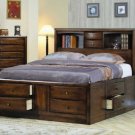 Storage Bed With Bookcase Headboard Queen Phoenix Warm Brown