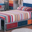 Metal Twin Bed Multicolor With Drawers
