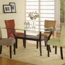 Dining Set 5 Piece with Rectangular Glass Table Top in Cappuccino Finish and Microfiber Chairs