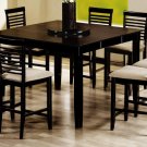 Dining set 7 pc Cappuccino finish wood counter height with Ladder back stools