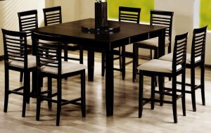 Dining set 7 pc Cappuccino finish wood counter height with Ladder back stools