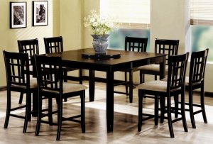 Dining set 7 pc Cappuccino finish wood counter height with wheat back stools