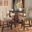 Dining Set Round Glass Counter Height With Taupe Stools 100356