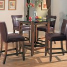 Dining Set Round Glass Counter Height With Brown Stools 100356