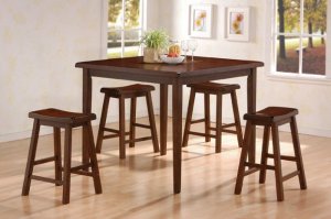 Dining Set (CO150061)Toledo Solid Wood Counter Height 5pc in Walnut Finish