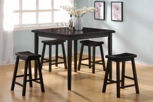 Dining Set (CO150051)Toledo Solid Wood Counter Height 5pc in Black Finish