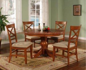 Dining Set Cross Back Round in Walnut Finish
