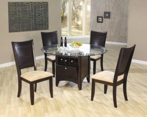 Dining Set Coaster Cappuccino 5pc Glass 101831