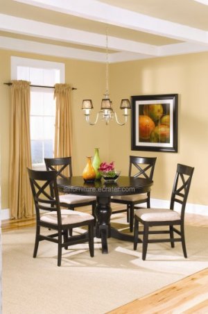 Dining Set Cross Back Round in Black Finish