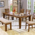 Dining Set Gertie 6 Pc Table Ladder Back Chairs And Bench in Oak Finish