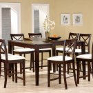 Dining Set 7-Pc Cross Back Cappuccino Finish Counter Height