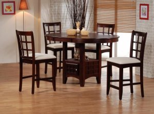 Counter Height Round Pub Set Coaster 100168/69 in Cappuccino Finish