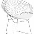 (Set of 2) Solid Steel Net Chair in Black or White Leatherette Cushion