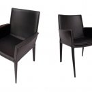 Dining Chair Tiffany Arm Low Back in Brown Leather