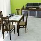 Dining Room Poker 90 Contemporary Wenge Finish Glass 5pc