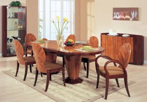 Dining Set D92 High Gloss Finished 5pc with Double Pedestal Dining Table