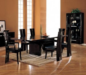 Dining Room Set 7pc Dark Brown with Extendible Table