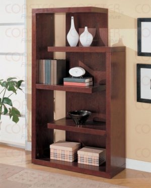 Bookcase Semi-Backless in Warm Brown Finish 800256