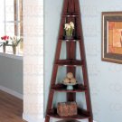 Book Case Mahogany 5 Shelf Corner Bookcase Display Shelves