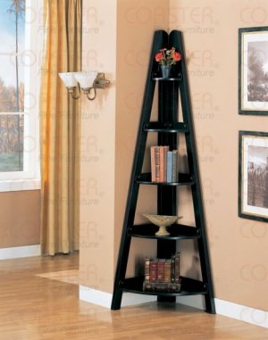 Book Case Black 5 Shelf Corner