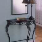 Mirror with Foyer Table and Lamp Set-Wood and Metal