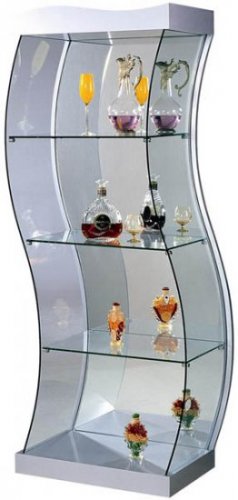 Display Case Louis Silver Finished with Four Glass Shelves