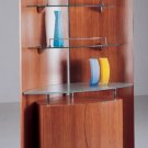 Bar Cabinet Vivaldy Natural Stylish Wooden with Glass Shelves