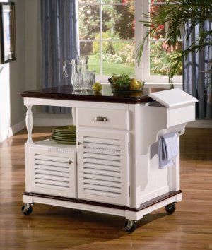 Kitchen Cart White & Cherry Finish