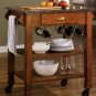 Kitchen Cart W/Marble Top In Oak Finish