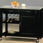 Kitchen Island W/Granite Top In Black Finish