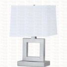 Table Lamp Set of Two Metal/Fabric Square in Silver Finish