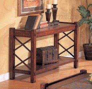 Coffee Table X Design Slate Inlay Home Accent Wooden