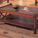 Coffee Table X Design Slate Inlay Home Accent Wooden