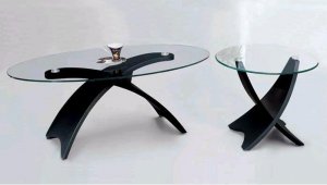 Coffee Table M-32C & End Table M-32E 2pc Set in Black Finish